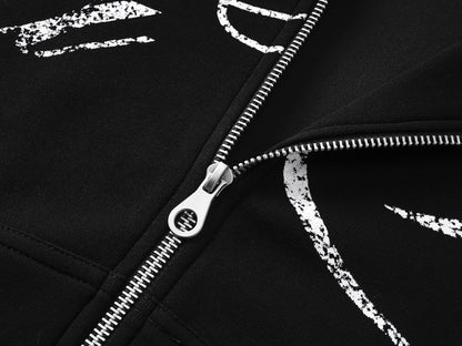 Letter Tribal Print Zipper Hoodie WN25438