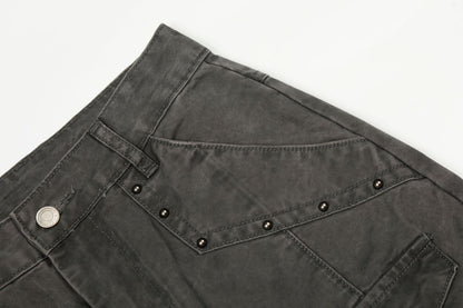 Multi Pocket Studs Wide Leg Cargo Pants WN26136