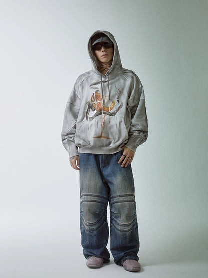 Heavyweight Print Terry Cloth Oversize Hoodie WN12194