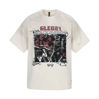 Damage Graphic Print Oversize Short Sleeve T-Shirt WN24494