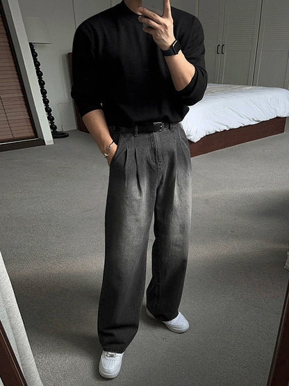 Washed Wide Leg Denim Jeans WN20238