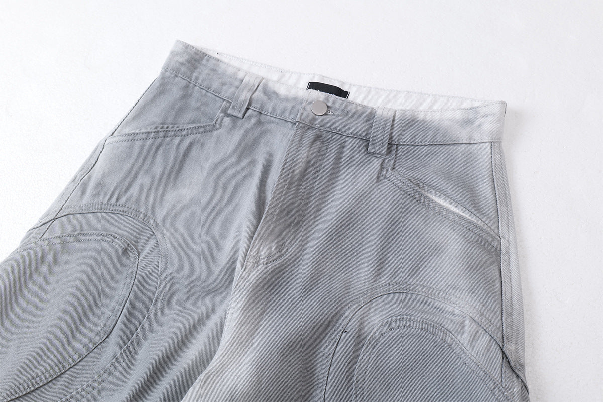 Washed Deconstructed Wide Leg Pants WN23036