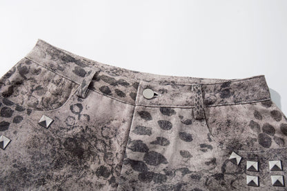 Camo Cross Graphic Denim Shorts WN25614