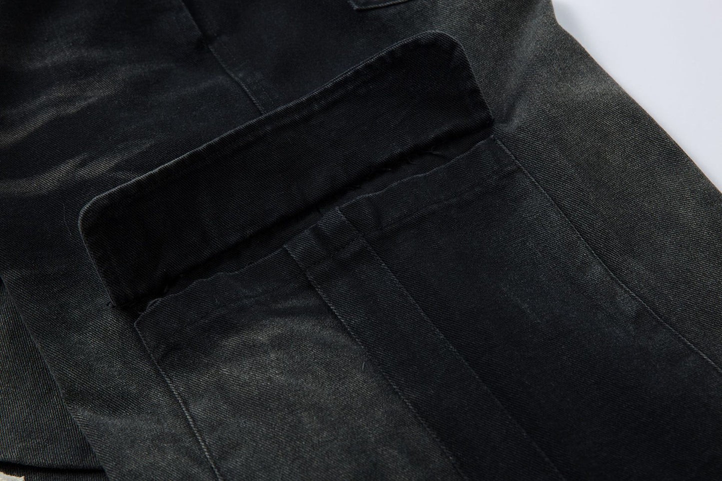 Washed Wide-Leg Cargo Denim Jeans WN12729