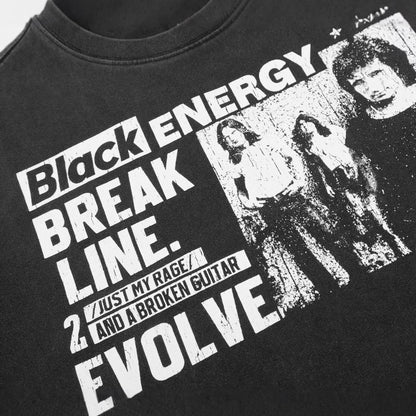 Washed Graphic Print Cotton Short Sleeve T-Shirt WN25715