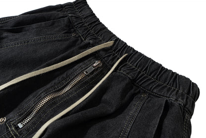 Drawstring Cargo Damage Denim Half Jeans WN25525