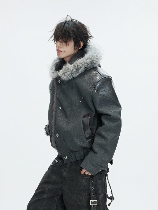 Hooded Fake Fur Collar Heavyweight Puffer Jacket WN22622