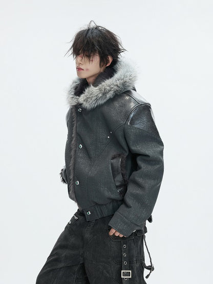 Hooded Fake Fur Collar Heavyweight Puffer Jacket WN22622