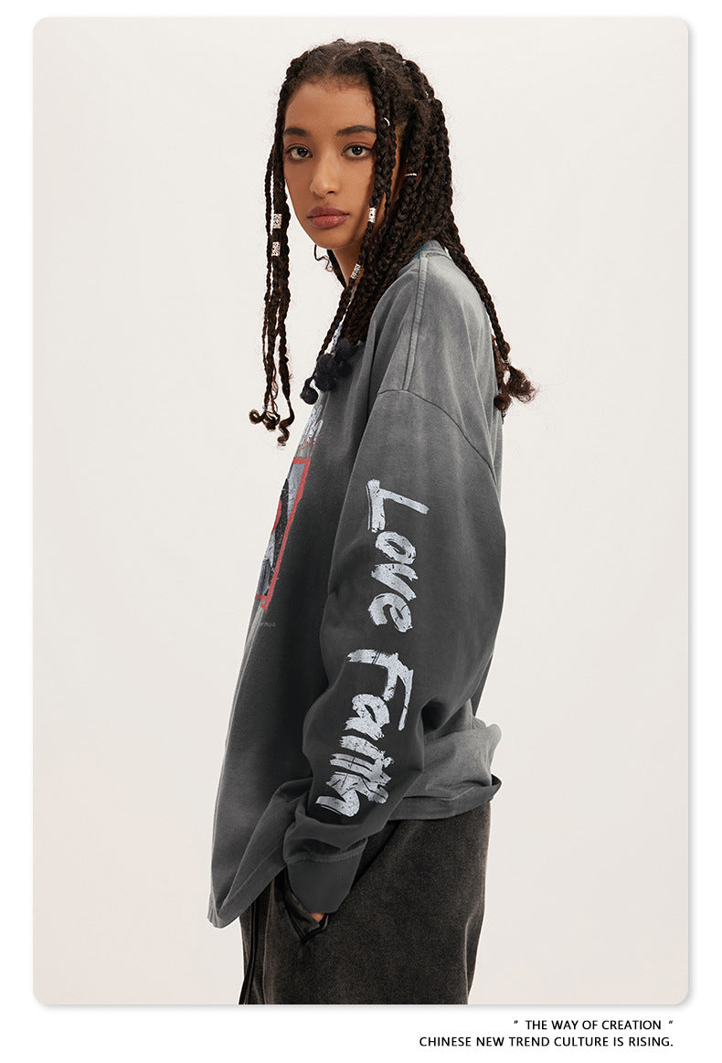 Abstract Graffiti Print Long Sleeve T-Shirt  WN7843