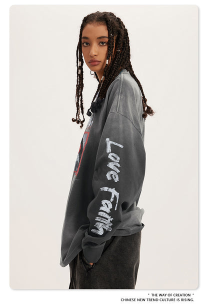 Abstract Graffiti Print Long Sleeve T-Shirt  WN7843