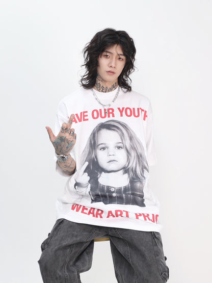 Portrait Print Oversize Short Sleeve T-Shirt WN24489