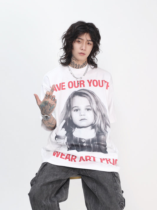 Portrait Print Oversize Short Sleeve T-Shirt WN24489