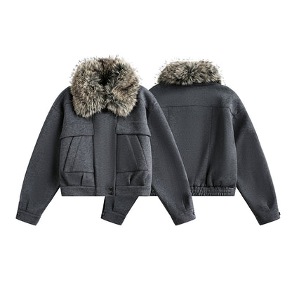 Detachable Fake Fur Collar Quilted Puffer Jacket WN21909