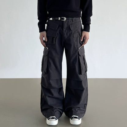 Multi-Pocket Wide Leg Straight Cargo Pants WN21199