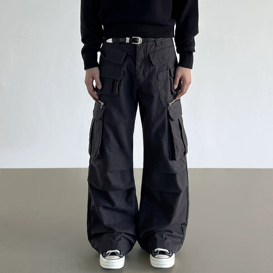 Multi-Pocket Wide Leg Straight Cargo Pants WN21199
