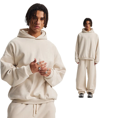 Fleece Lining Oversize Hoodie & Wide Leg Sweatpants Setup WN23113