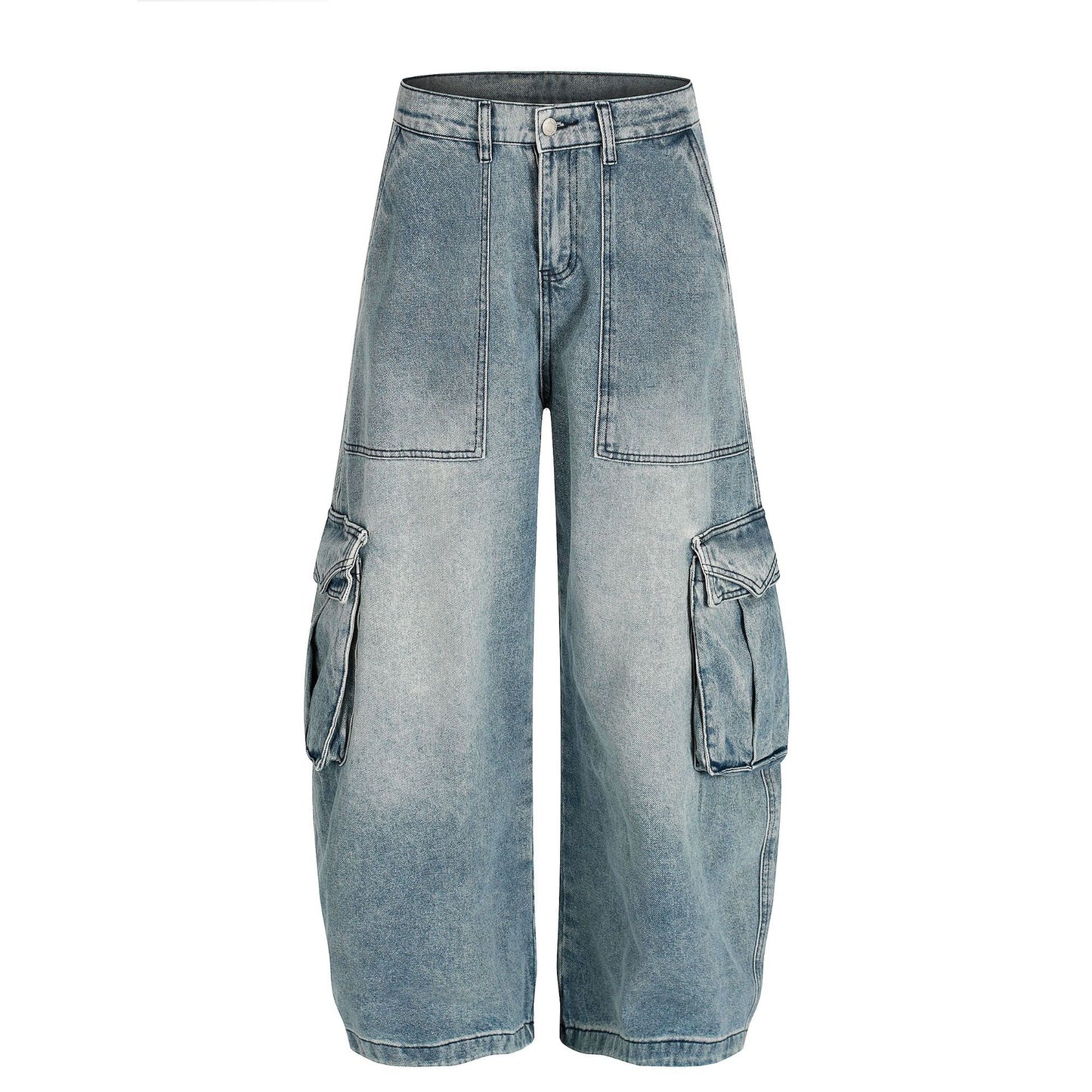 Washed Multi Pocket Curved Denim Jeans WN25974