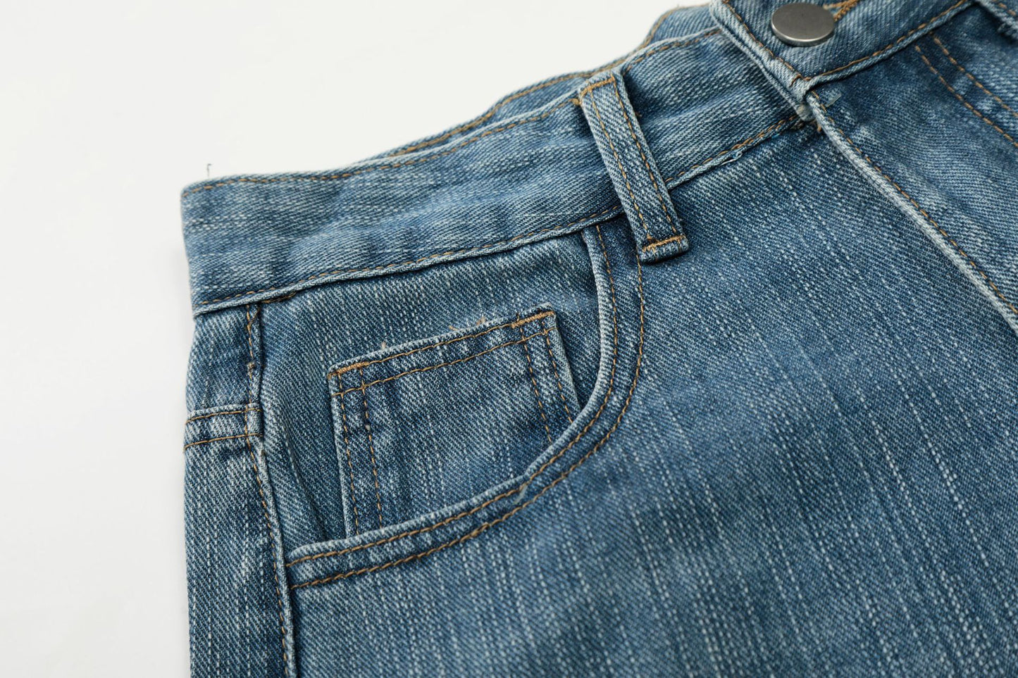 Star Heart Print Curved Wide Leg Denim Jeans WN25731