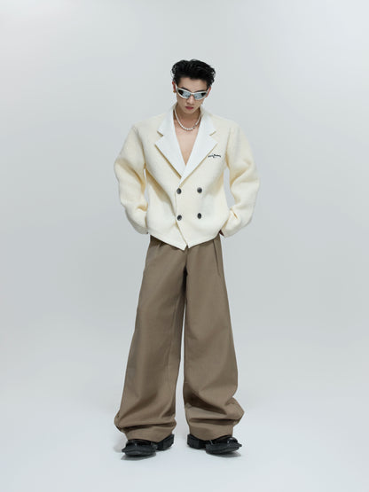 Sequin Textured Deep V Double-Breasted Knit Jacket WN21699