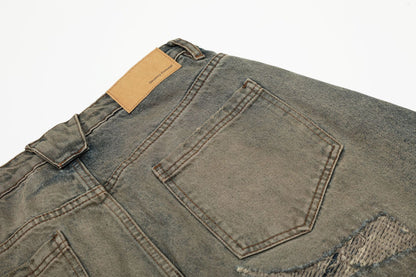 Washed Deconstruction Barrel Denim Jeans WN26067