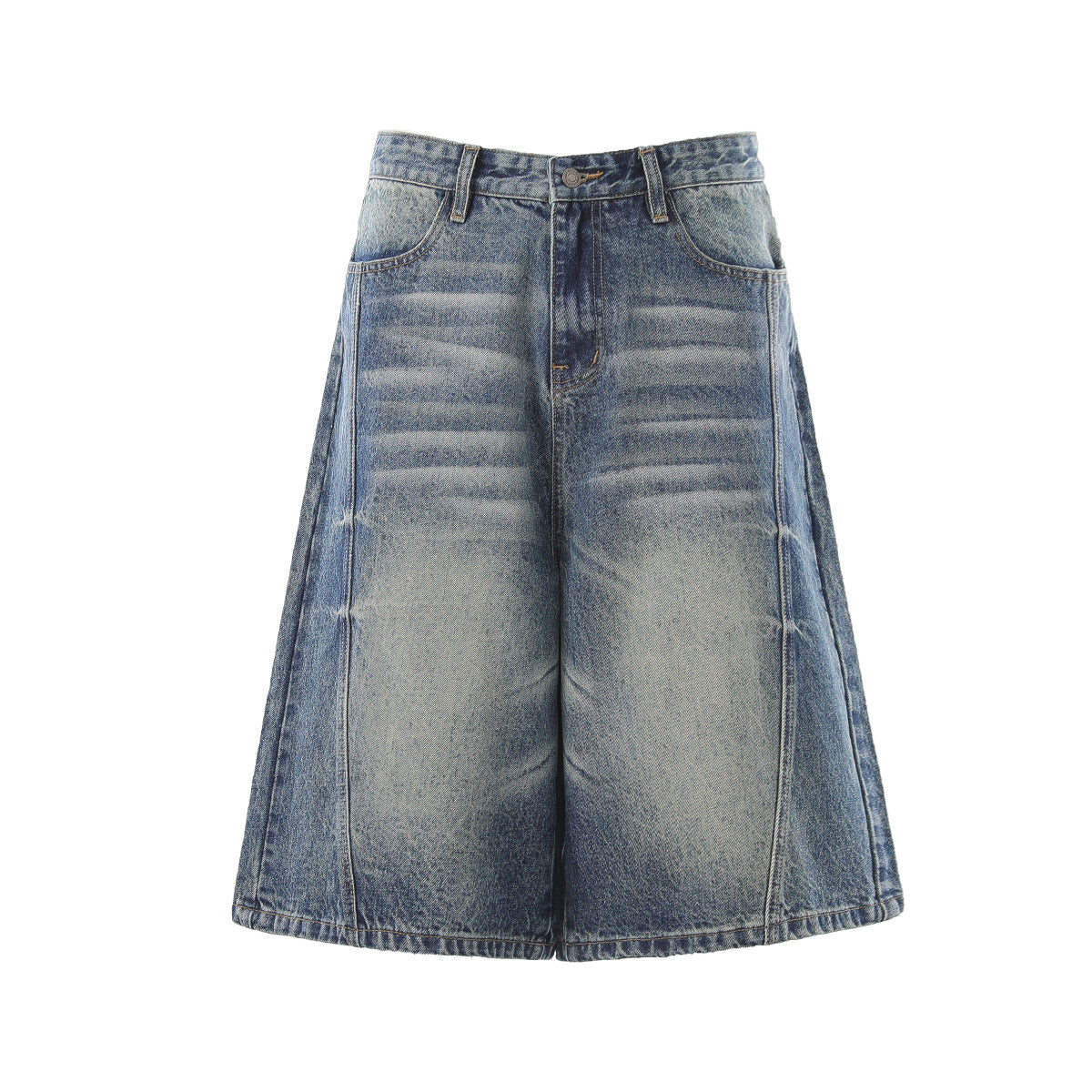 Denim Wash Wide Leg Half Pants WN25644