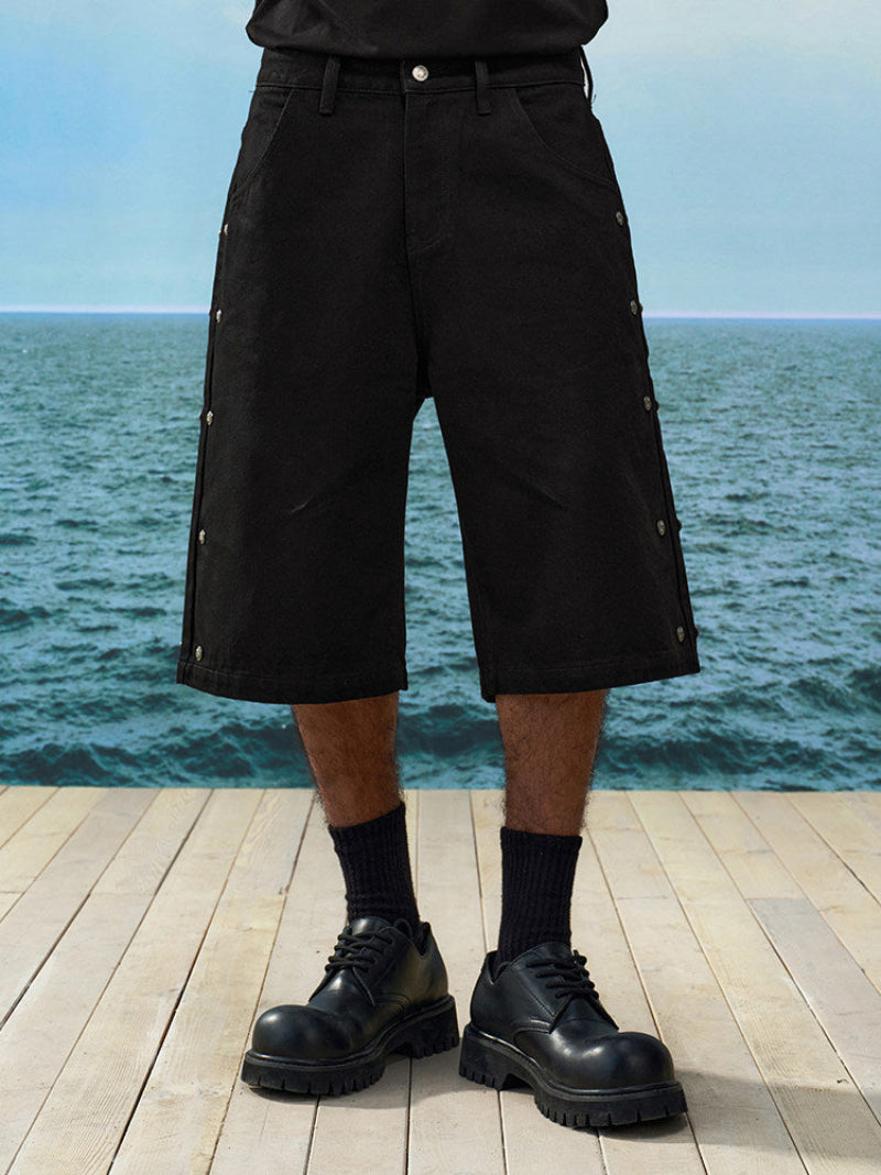 Snap-Button Side-Detail Half Pants WN23217