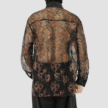 Lace Embroidery Long Sleeve Shirt WN20496