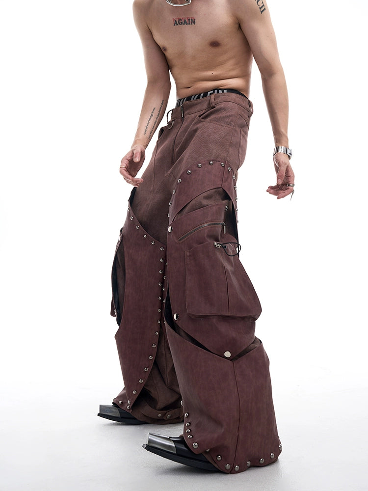 Studded Multi-Pocket Straight Cargo Pants WN10165