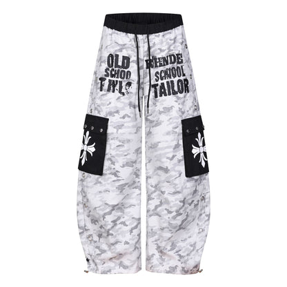 Camouflage Letter Print Cargo Pants WN26150