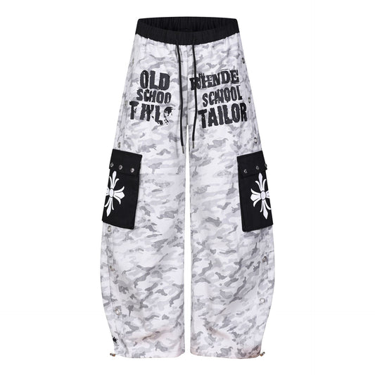 Camouflage Letter Print Cargo Pants WN26150