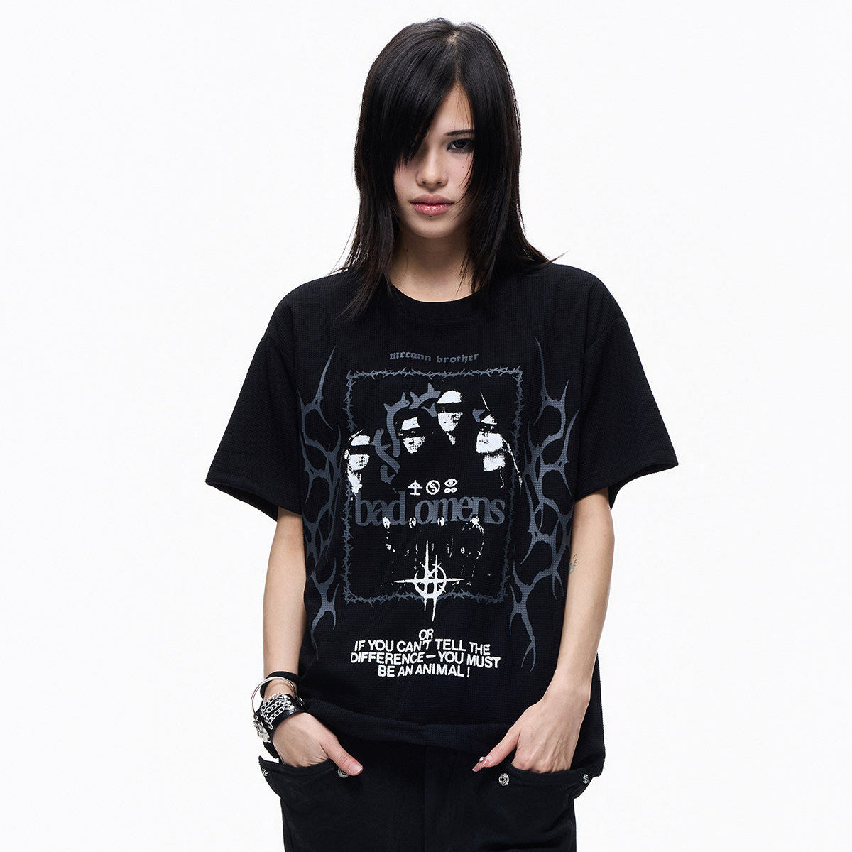 Portrait Print Oversize Short Sleeve T-Shirt WN27358