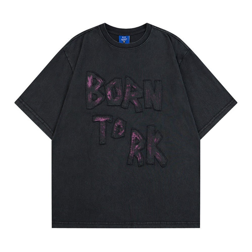Washed Letter Graphic Short Sleeve T-Shirt WN28039