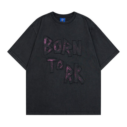 Washed Letter Graphic Short Sleeve T-Shirt WN28039