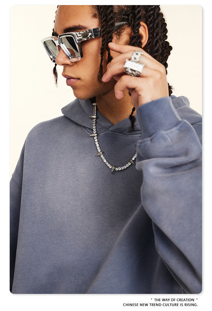 Oversize Fleece Lining Washed Pullover Hoodie WN9924