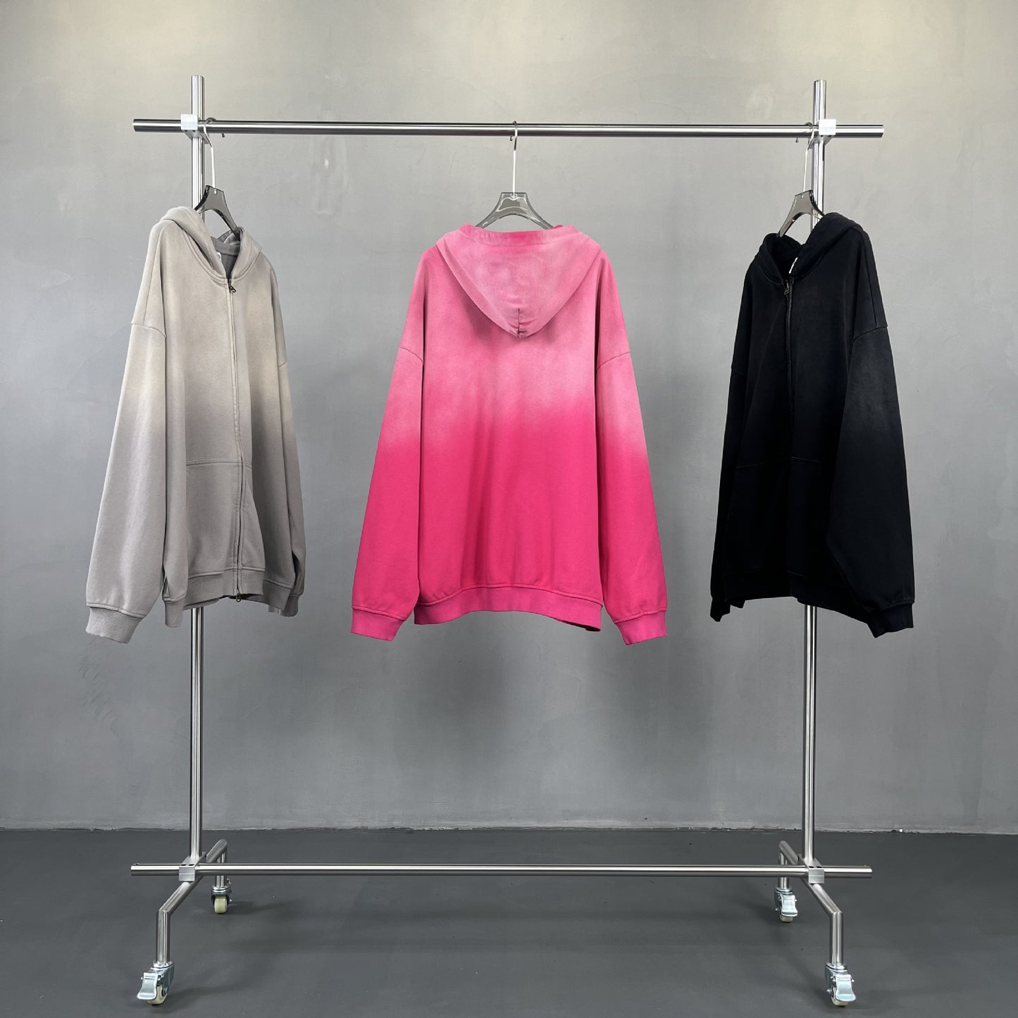 Washed Spray Dyeing Zipper Hoodie WN7809