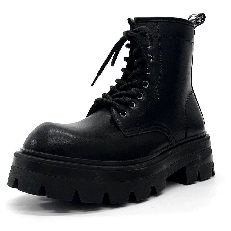 Chunky Sole Zipper Design PU Leather High-Top Boots WN19149