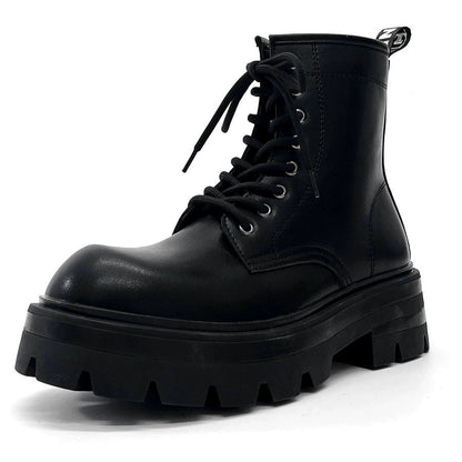 Chunky Sole Zipper Design PU Leather High-Top Boots WN19149
