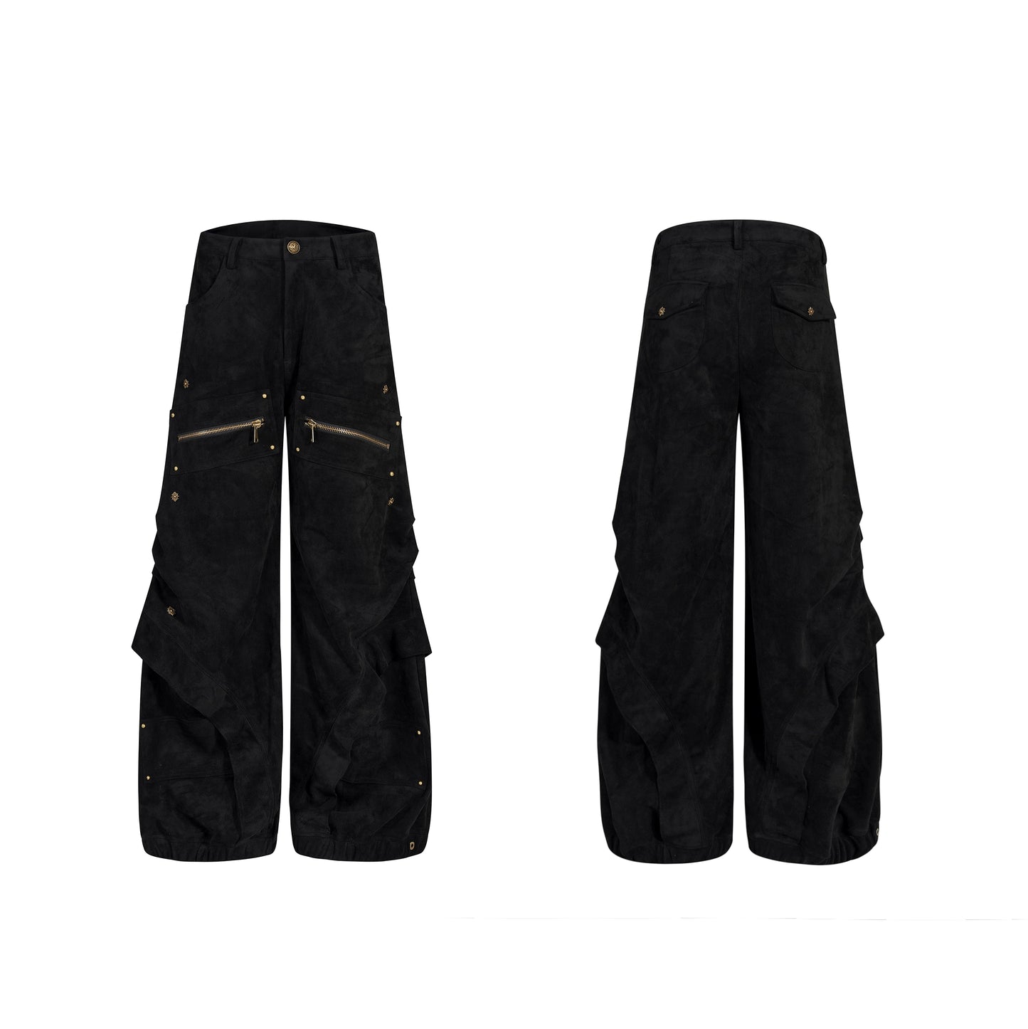 Graffiti Suede Deconstructed Half Zipper Sweatshirt & Cargo Pants Setup WN21783