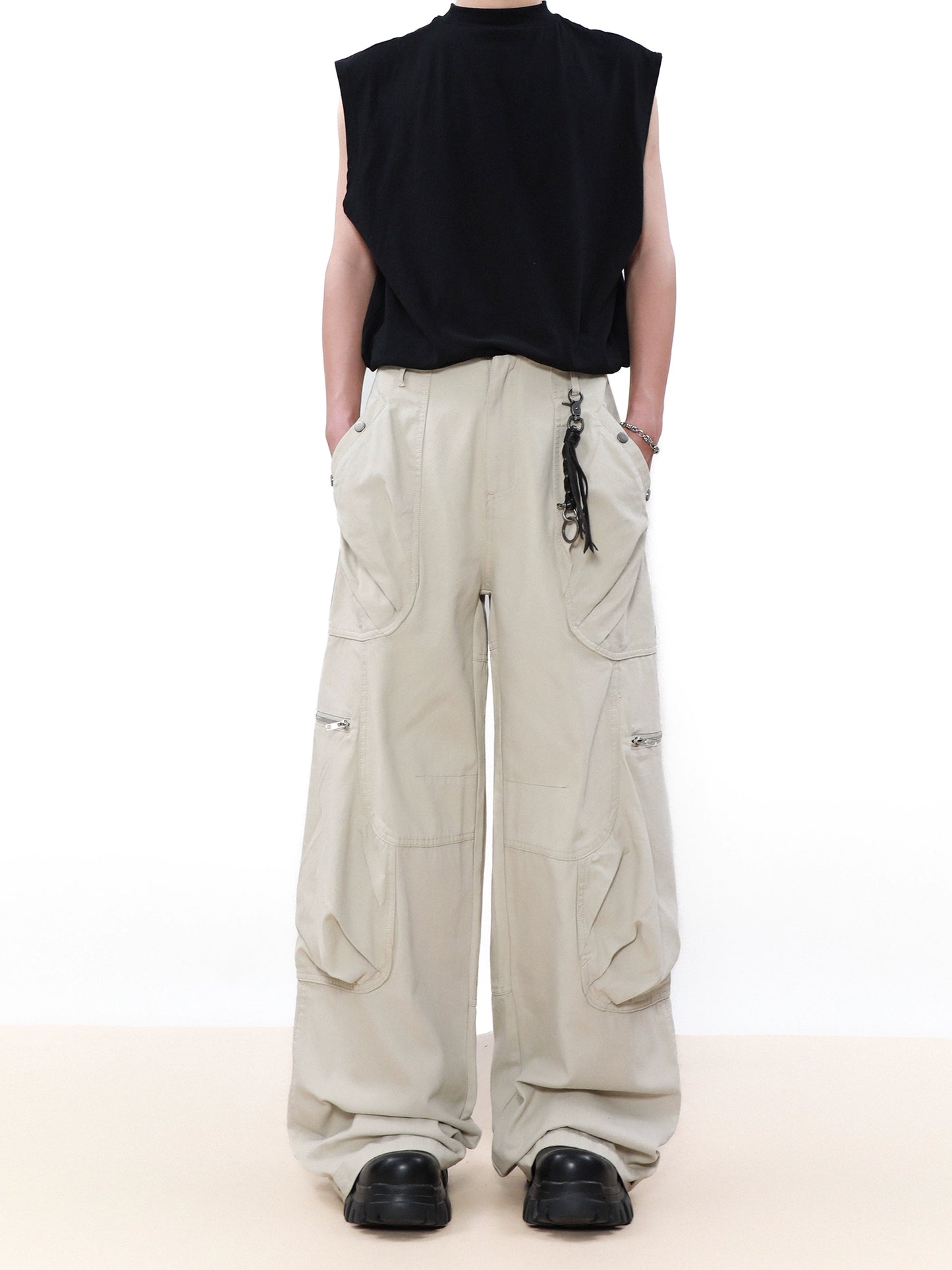 Multi-Pocket Wide Leg Cargo Pants WN7581