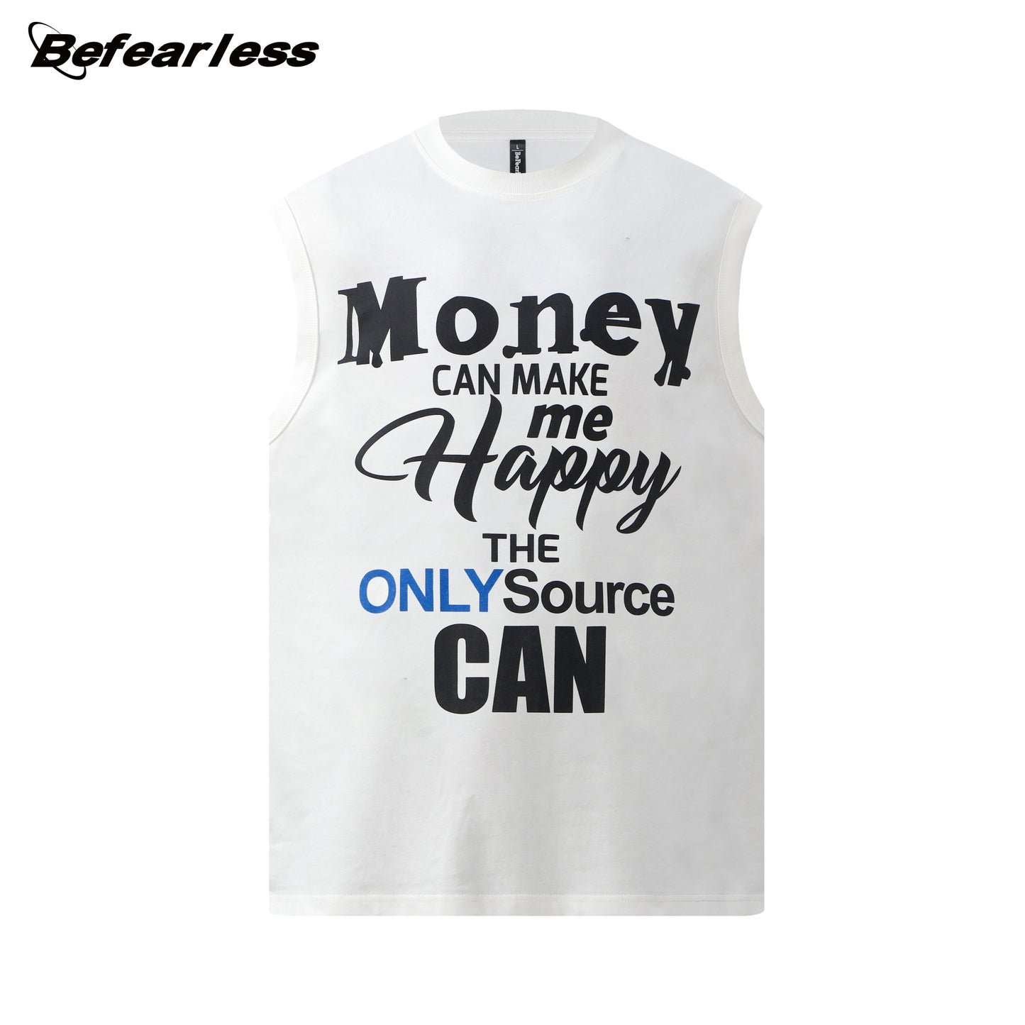 Letter Print Oversize Sleeveless T-Shirt WN26340