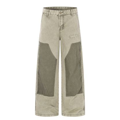 Damage Patchwork Wide Leg Cargo Pants WN26162