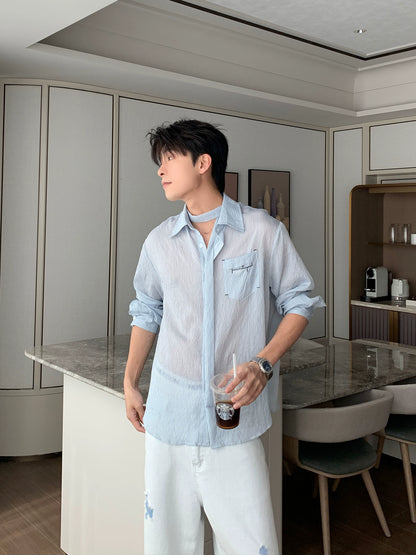 Thin Stripe Sunscreen Long Sleeve Shirt WN20456