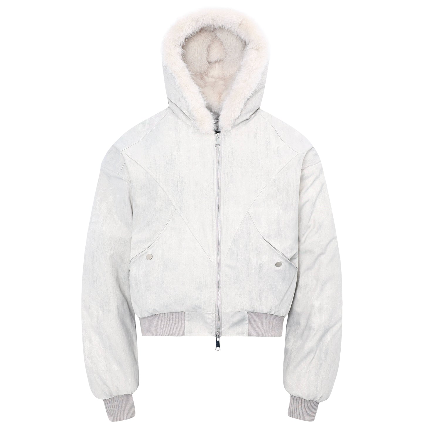 Hooded Zipper Plush Fake Fur Padded Jacket WN22214