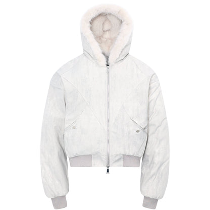 Hooded Zipper Plush Fake Fur Padded Jacket WN22214