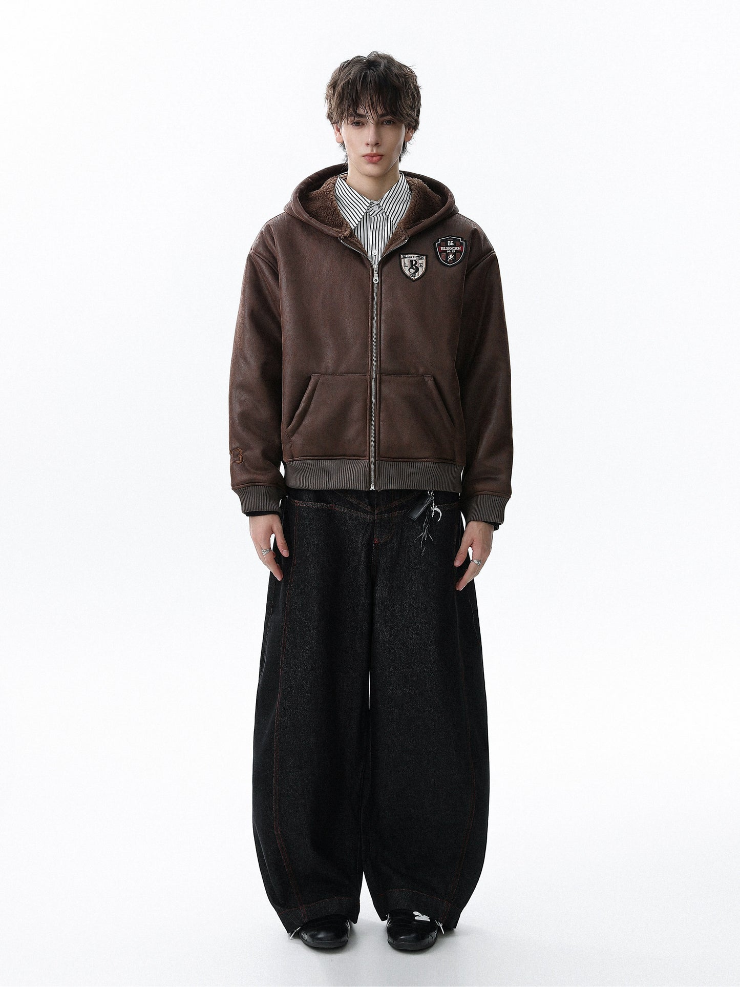 Embroidery Graphic Hooded Zipper Jacket WN22088