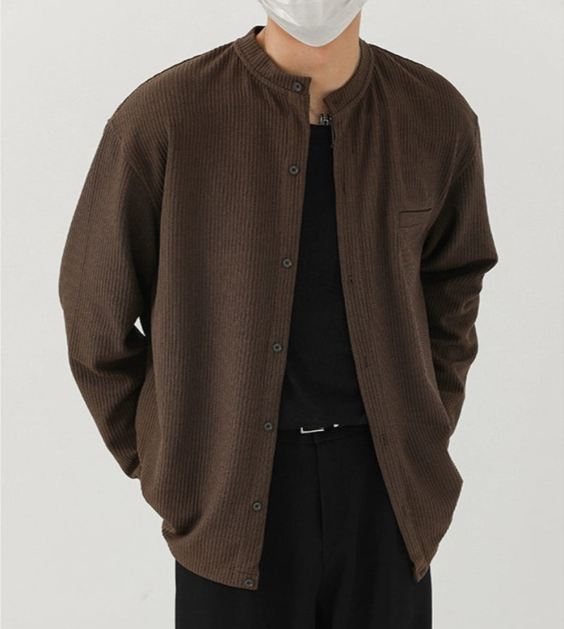 Texture High Neck Long Sleeve Cardigan WN21259