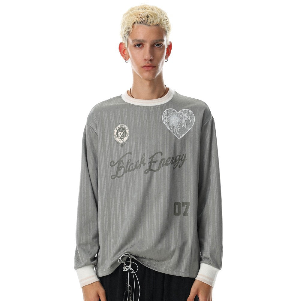 Heart Patch Letter Graphic Long Sleeve T-Shirt WN28098