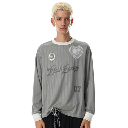 Heart Patch Letter Graphic Long Sleeve T-Shirt WN28098