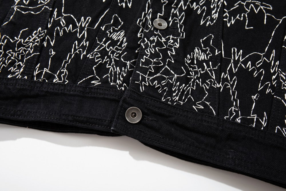 Allover Line Embroidery Denim Jacket WN28087