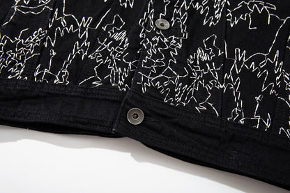 Allover Line Embroidery Denim Jacket WN28087